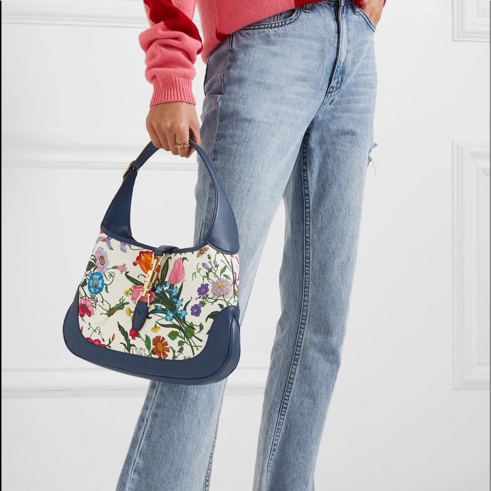 COPY - Canvas Flora Medium Jackie Hobo Blue Agata